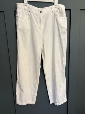 Pendleton White Linen & Rayon Pants Women’s Size 18 Loose Fit Preppy Minimalist